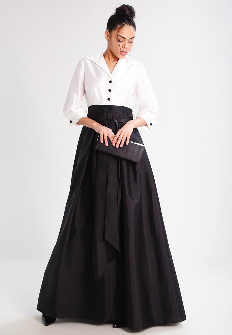 czarno biała długa suknia sylwestrowa