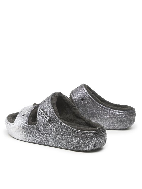 Crocs Klapki Classic Cozzzy Glitter Sandal 208124 Czarny