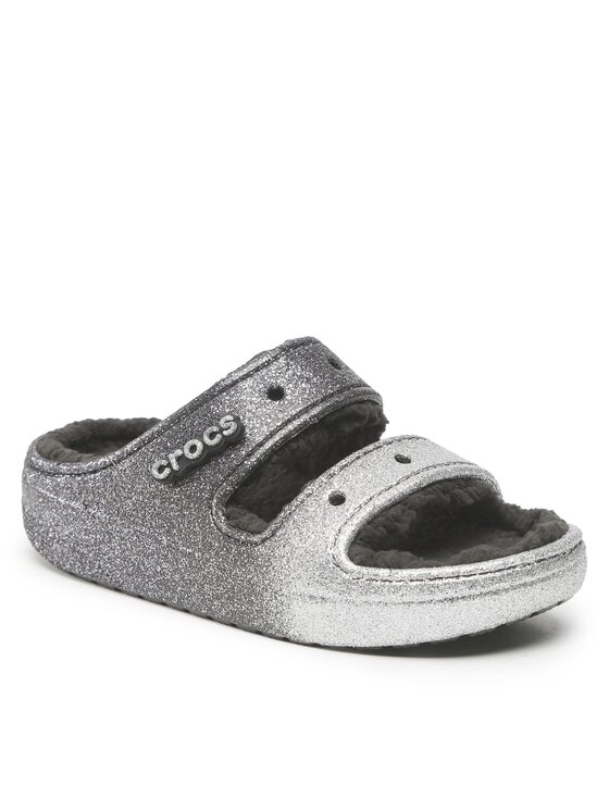 Crocs Klapki Classic Cozzzy Glitter Sandal 208124 Czarny