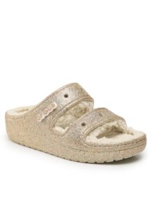 Crocs Klapki Classic Cozzzy Glitter Sandal 208124 Złoty