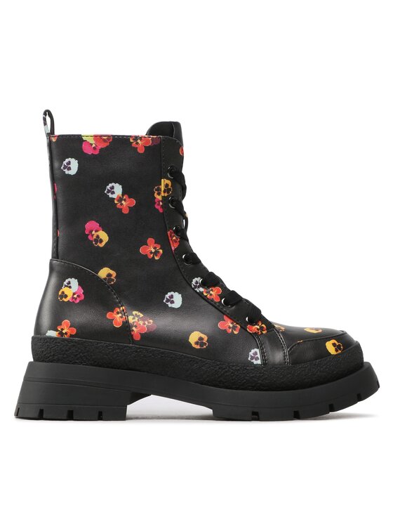 Desigual Trapery Shoes Boot Flowers 22WSTP10 Czarny