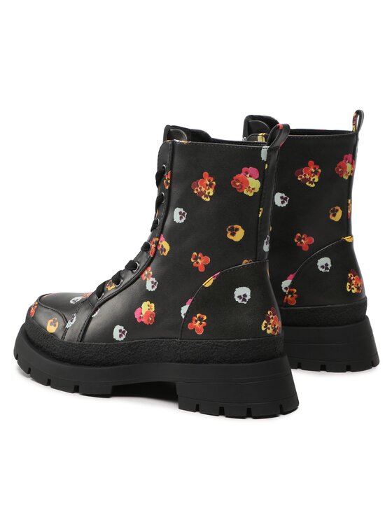 Desigual Trapery Shoes Boot Flowers 22WSTP10 Czarny