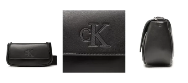 Calvin Klein Jeans Torebka Sleek Ew Flap Conv Sb20 Solid K60K610319 Czarny