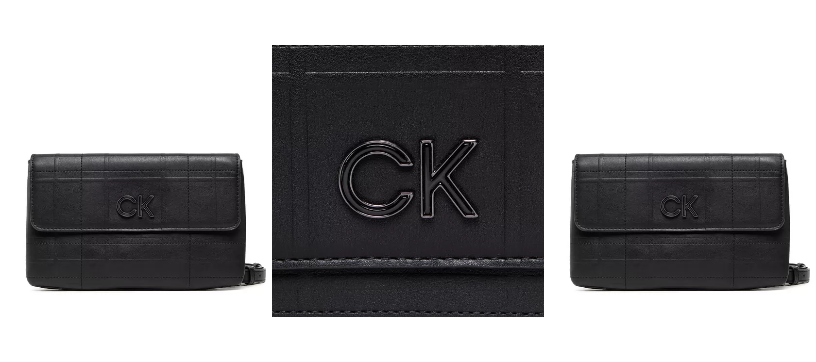 Calvin Klein Torebka Re-Lock Dbl Xbody W/Flap Quilt K60K609686 Czarny