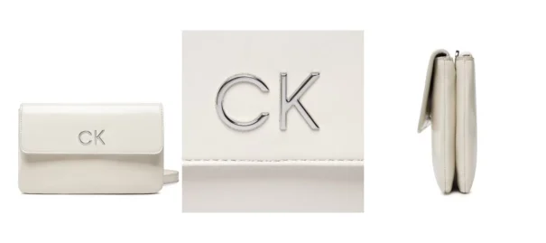 Calvin Klein Torebka Re-Lock Dbl Xbody W/Flap Saff K60K609861 Biały