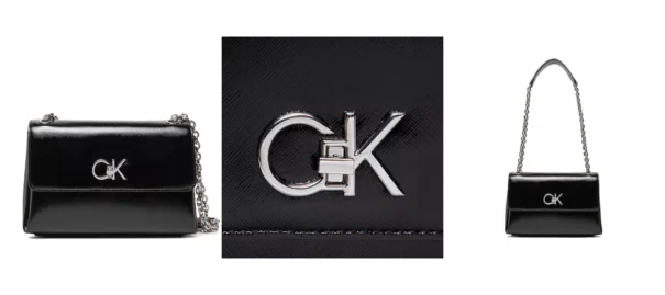 Calvin Klein Torebka Re-Lock Ew Conv Crossbody Saff K60K609900 Czarny