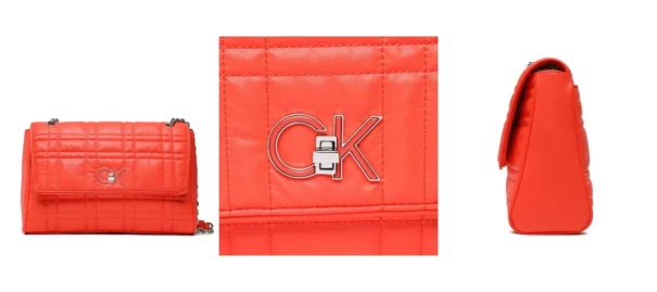 Calvin Klein Torebka Re-Lock Quilt Shoulder Bag Lg K60K609884 Pomarańczowy