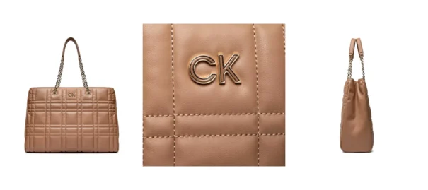 Calvin Klein Torebka Re-Lock Quilt Tote W/Lp Cmpt K60K609880 Brązowy