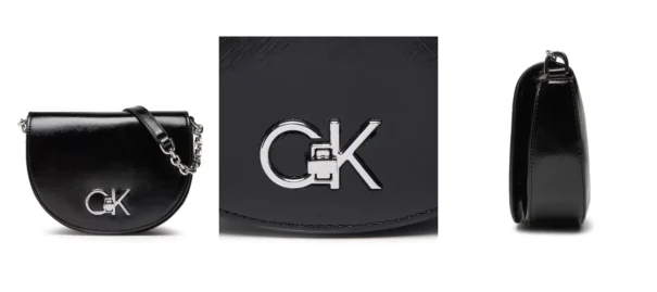 Calvin Klein Torebka Re-Lock Saddle Bag Mini Saffiano K60K609878 Czarny