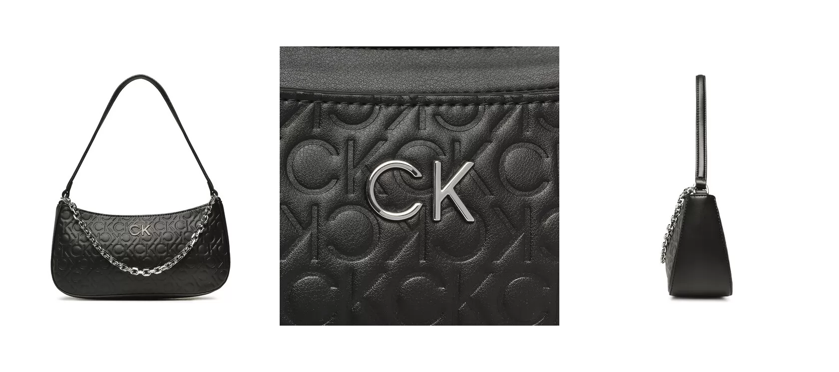 Calvin Klein Torebka Re-Lock Shoulder Bag Emb Mono K60K610204 Czarny