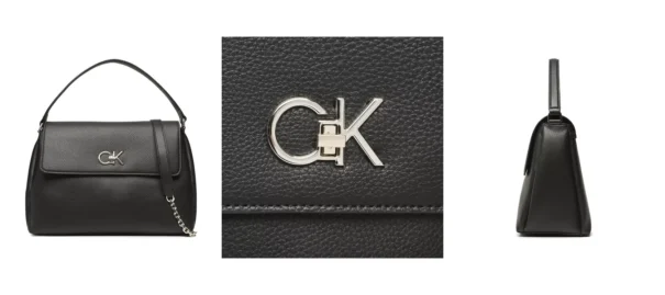 Calvin Klein Torebka Re-Lock Tote W/Flap Pbl K60K610178 Czarny