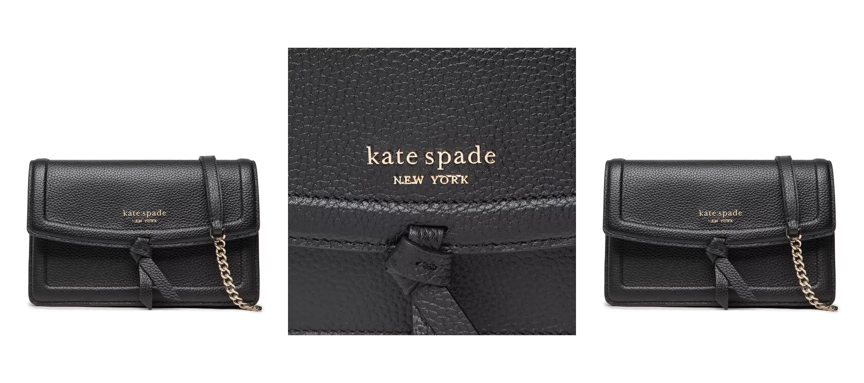 Kate Spade Torebka Knott Pebbled Leather Flap Cro K6830 Czarny