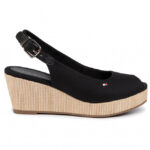 Espadryle TOMMY HILFIGER – Iconic Elba Sling Back Wedge FW0FW04788 Black BDS