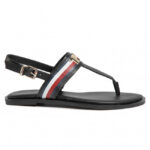 Sandały TOMMY HILFIGER – Corporate Letaher Fat Sandal FW0FW04840 Black BDS