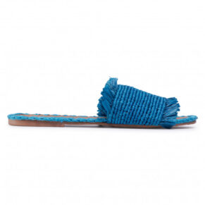 Klapki MANEBI – Leather Sandals S 1.9 Y0 Electric Blue Fringed