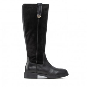 Oficerki TOMMY HILFIGER – Th Hardware Suede Longboot FW0FW05971 Black BDS