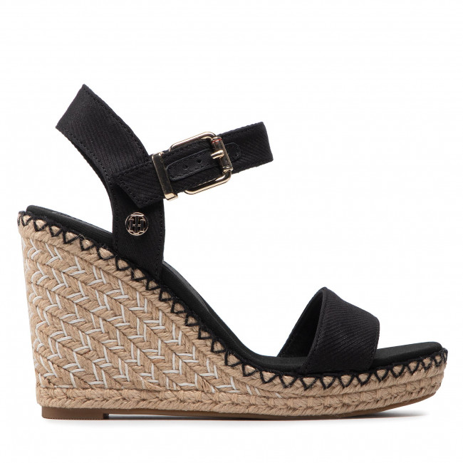 Espadryle TOMMY HILFIGER – Shiny Touches High Wedge Sandal FW0FW06180 Black BDS