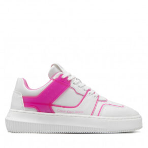 Sneakersy CALVIN KLEIN JEANS – Chunky Cupsole Laceup Low Tpu YW0YW00690 White/Neon Pink 0LA