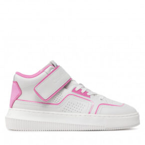 Sneakersy CALVIN KLEIN JEANS – Chunky Cupsole Laceup Mid YW0YW00691 White/Neon Pink 0LA