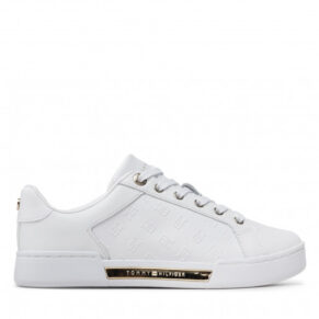 Sneakersy TOMMY HILFIGER – Embossed Monogram Sneaker FW0FW06735 White/Gold 0K6