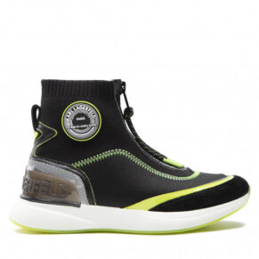 Sneakersy KARL LAGERFELD – KL62159 Black Lthr & Text w/Lime