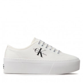 Sneakersy Calvin Klein Jeans – Cupsole Flatform Laceup Low Txt YW0YW00766 Bright White YAF