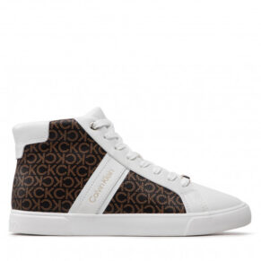 Sneakersy Calvin Klein – Low Profile High Top-Mono HW0HW01270 White/Brown Mono WHT