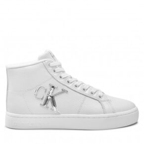 Sneakersy Calvin Klein Jeans – Classic Cupsole Laceup Mid YW0YW00777 White/Silver 0LB