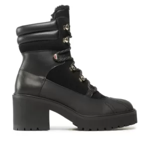 Botki TOMMY HILFIGER – Heel laced Outdoor Boot FW0FW06804 Triple Black 0GK