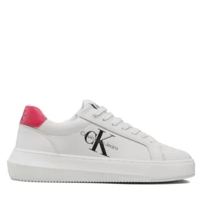 Sneakersy Calvin Klein Jeans – Chunky Cupsole Laceup Mon Lth Wn YW0YW00823 White/Raspberry Sorbet 01W