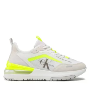 Sneakersy Calvin Klein Jeans – Comfair Runner Su-Mesh Mono W YW0YW00887 White/Ghost Grey/Safety Yellow 02U