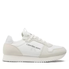Sneakersy Calvin Klein Jeans – Runner Sock Laceup Ny-Lth W YW0YW00840 White/Ivory 0K7