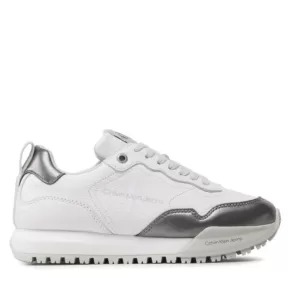 Sneakersy Calvin Klein Jeans – Toothy Runner Laceup Lth Met YW0YW00789 White/Silver 0LB