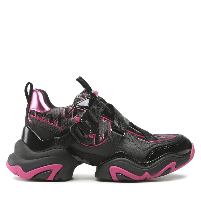 Sneakersy KARL LAGERFELD – KL62321 Black Lthr & Text W/Pink
