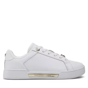 Sneakersy TOMMY HILFIGER – Court Sneaker With Lace Hardware FW0FW06908 White/Gold 0K6