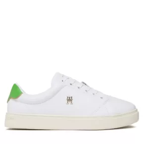 Sneakersy Tommy Hilfiger – Elevated Essential Court Sneaker FW0FW06965 White/Galvanicgreen