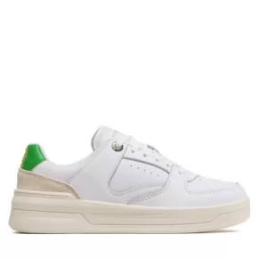 Sneakersy Tommy Hilfiger – Leather Basket Sneaker FW0FW06951 White/Galvanicgreen 0K6