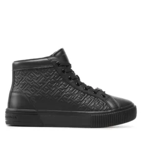 Sneakersy Tommy Hilfiger – Monogram Leather Sneaker High FW0FW06856 Black BDS