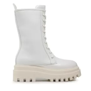 Trapery Calvin klein jeans – Flatform LAceup Boot Patent YW0YW00852 White YBR