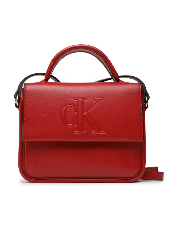 Calvin Klein Jeans Torebka Sculpted Boxy Flap Cb19 Pipping K60K610306 Czerwony