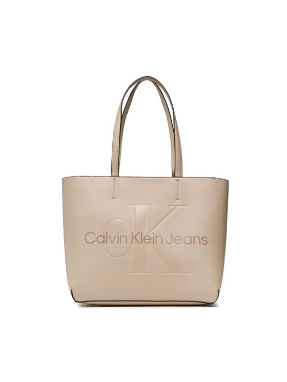 Calvin Klein Jeans Torebka Sculpted Shopper29 Mono K60K610276 Beżowy