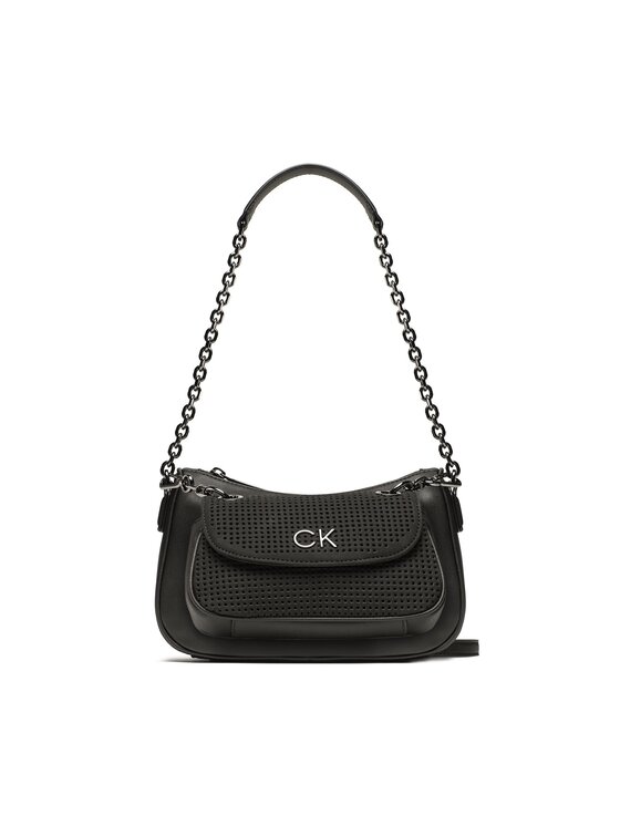 Calvin Klein Torebka Re-Lock Dbl Shoulder Bag Perf K60K610620 Czarny