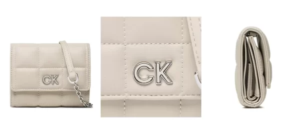 Calvin Klein Torebka Re-Lock Quilt Trifold Md W/Strap K60K610476 Szary