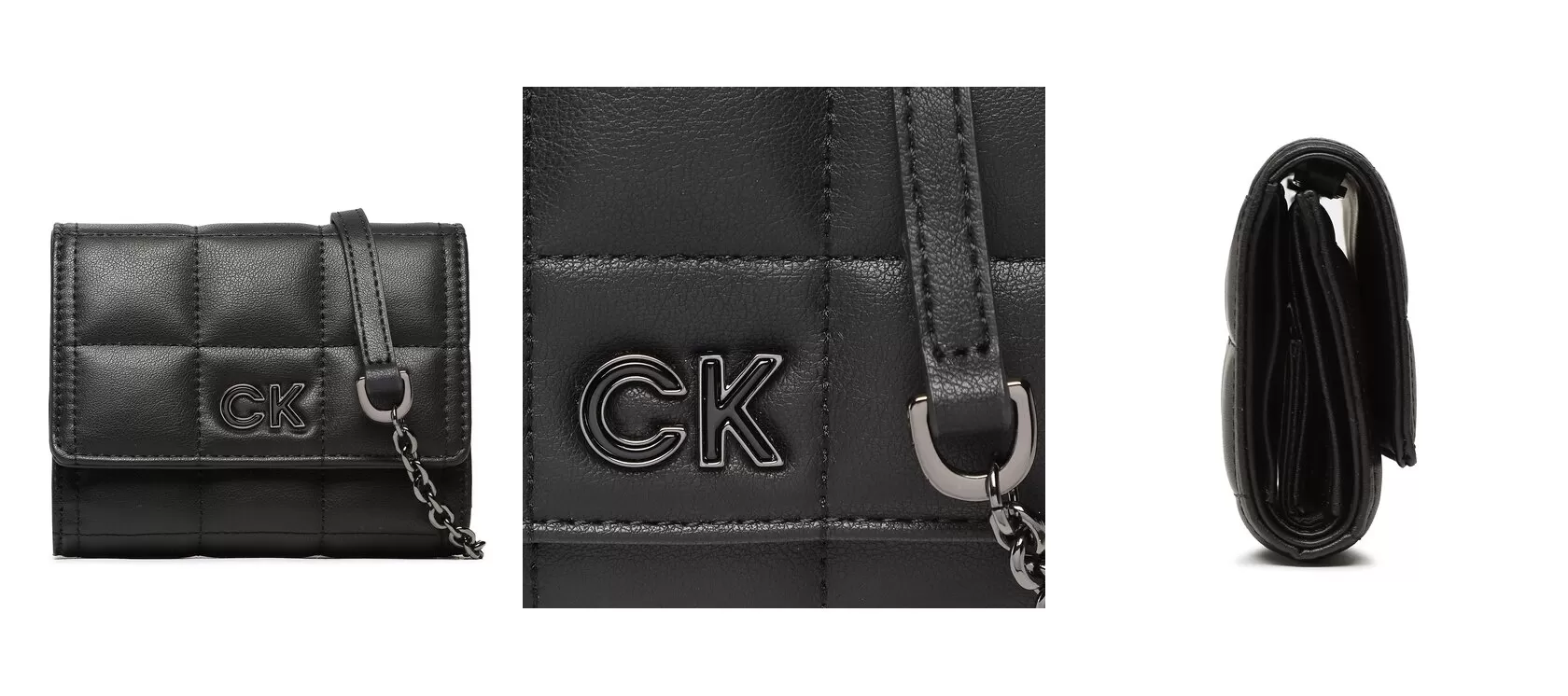 Calvin Klein Torebka Re-Lock Quilt Trifold Md W/Strap K60K610476 Czarny
