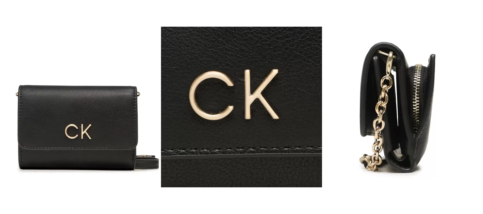 Calvin Klein Torebka Re-Lock Trifold Sm W/Strap K60K611010 Czarny