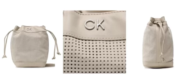 Calvin Klein Torebka Re-Lock Drawstring Bag Sm Perf K60K610636 Beżowy