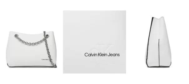 Calvin Klein Jeans Torebka Sculpted Shoulder Bag W/Chain24 K60K610565 Biały