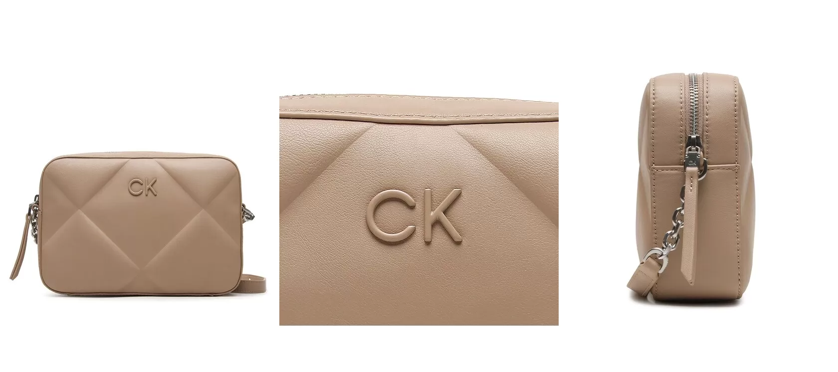 Calvin Klein Torebka Re-Lock Quilt Camera Bag K60K610767 Beżowy