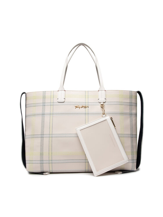Tommy Hilfiger Torebka Iconic Tommy Tote Check AW0AW12311 Beżowy