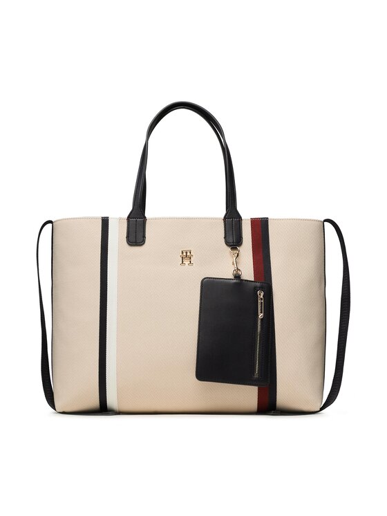Tommy Hilfiger Torebka Iconic Tommy Tote Corp AW0AW15157 Beżowy